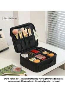 Large Capacity Professional Makeup Case, Suitable For Suitcase Hanging, Multi-Functional Shoulder/Backpack Makeup Artist Cosmetic Storage Box, Beauty & Nail Supplies Container - Black - View 8