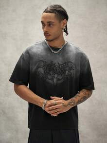 PAVTROS Men's Gradient Print Fashion Crew Neck Short Sleeve Casual T-Shirt, Holiday - Black - View 6