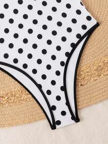 Swim Mod Baju Renang One-Piece Wanita Terbaru Musim Semi/Panas, Blok Warna Hitam dan Putih, Modis dan Seksi, Untuk Pantai, Liburan, dan Kencan - Hitam dan Putih - View 5