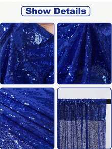 1/2 Pieces Sapphire Blue Sequin Party Background Curtain, Birthday Party Decoration, Birthday Banner, Birthday Background Curtain, Birth Party Supplies, Reusable For Home Decoration, Weddings, Baby Showers - Royal Blue - View 5