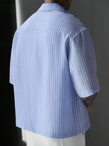 SLATEMANN Men's Striped Casual Versatile Daily Wear Shirt - Blue - View 2