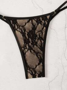 Bonvoyette Summer Beach Deep V Lace Sexy Lace-Up Bikini Swimwear Set - Black - View 6