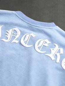 SLATEMANN Men's Summer Casual Letter Print Tank Top And Shorts Set - Baby Blue - View 4