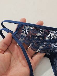 Divavoom 3-Piece Lace Patchwork Panty Set - Blue - View 5