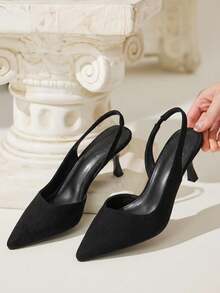 CUCCOO CHICEST Women's Shoes Are Simple, Light And Elegant, Black Pointed Back Strap Stiletto Sandals, Spring And Summer Commuting, Dating - Black - View 3