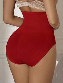 Nuvra 1 Peça Calcinha Modeladora de Cintura Alta Sem Costura com Abertura Frontal e Gancho para Controle e Elevação Abdominal - Vermelho - Visão 2