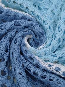 Manfinity Dauomo Men's Colorblock Patchwork Hollow Knit Sweater - Blue - View 7
