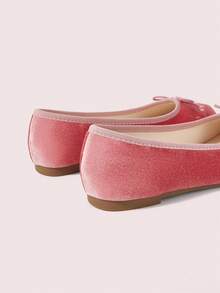 CUCCOO DOLLMOD Women's Velvet Bow Detail Split Toe Flat Elegant Pink Ballet Flats Daily Casual Shoes Fall Shoes - Pink - View 6
