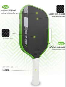 Raqueta de Pickleball JolaGEN5 de Fibra de Carbono Quinta Generación Núcleo PROV Moldeo Secundario por Prensado en Caliente - Rojo - Ver 6