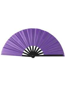 SHEIN 1Pc Solid Color Classical Tai Chi Kung Fu Fan, 13-Inch Plastic Ribs Tough And Durable, Smooth Opening Closing With Crisp Sound, Ideal For Dance Performance Tai Chi Practice, Multiple Colors Available Foldable Portable. - A - View 9