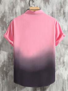 Manfinity RSRT Men's Gradient Color Casual Short Sleeve Shirt For Daily Wear - Pink - View 2
