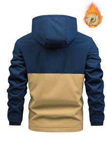 Manfinity Homme Chaqueta de forro polar con capucha, corte holgado, estampado de letras y bloques de color para hombre - Multicolor - Ver 2