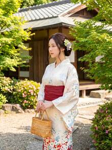 Irokai 日式優雅復古花卉印花浴衣 - 彩色 - 查看 3
