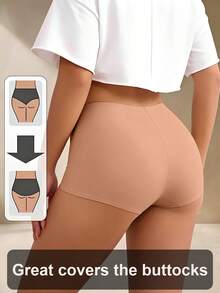 SHEIN 1件女款收腰塑形緊身褲 - 棕色 - 查看 2