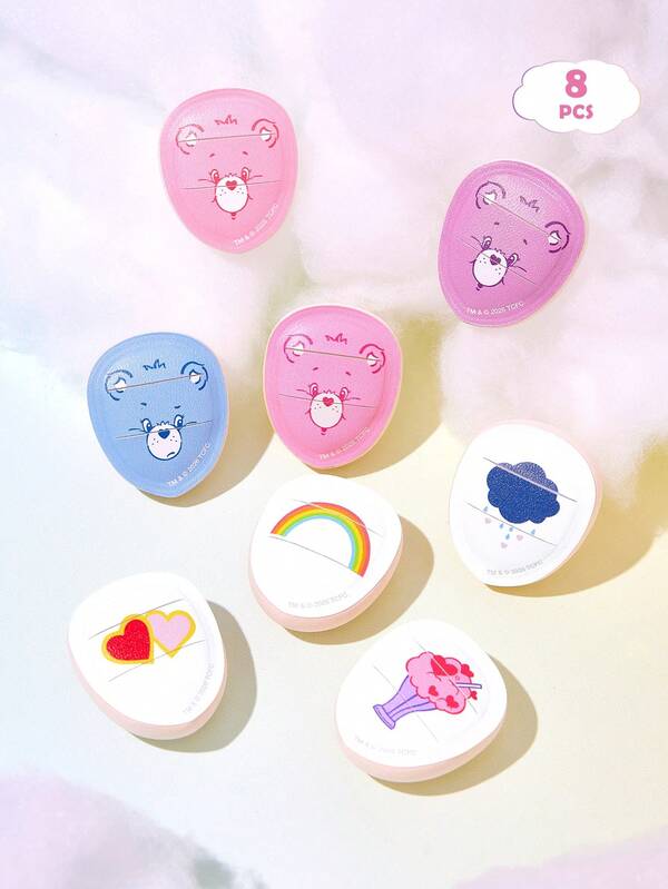 SHEIN X Care Bears 8-Piece Cute Bear Thumb Puff Super Soft Non-Latex Makeup Sponge, Facial Mixer For Wet And Dry Foundation, Perfect Blend, Washable Reusable Makeup Puffs