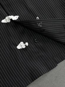 SLATEMANN Men's Striped Short Sleeve Button-Down Casual Shirt - Black - View 4