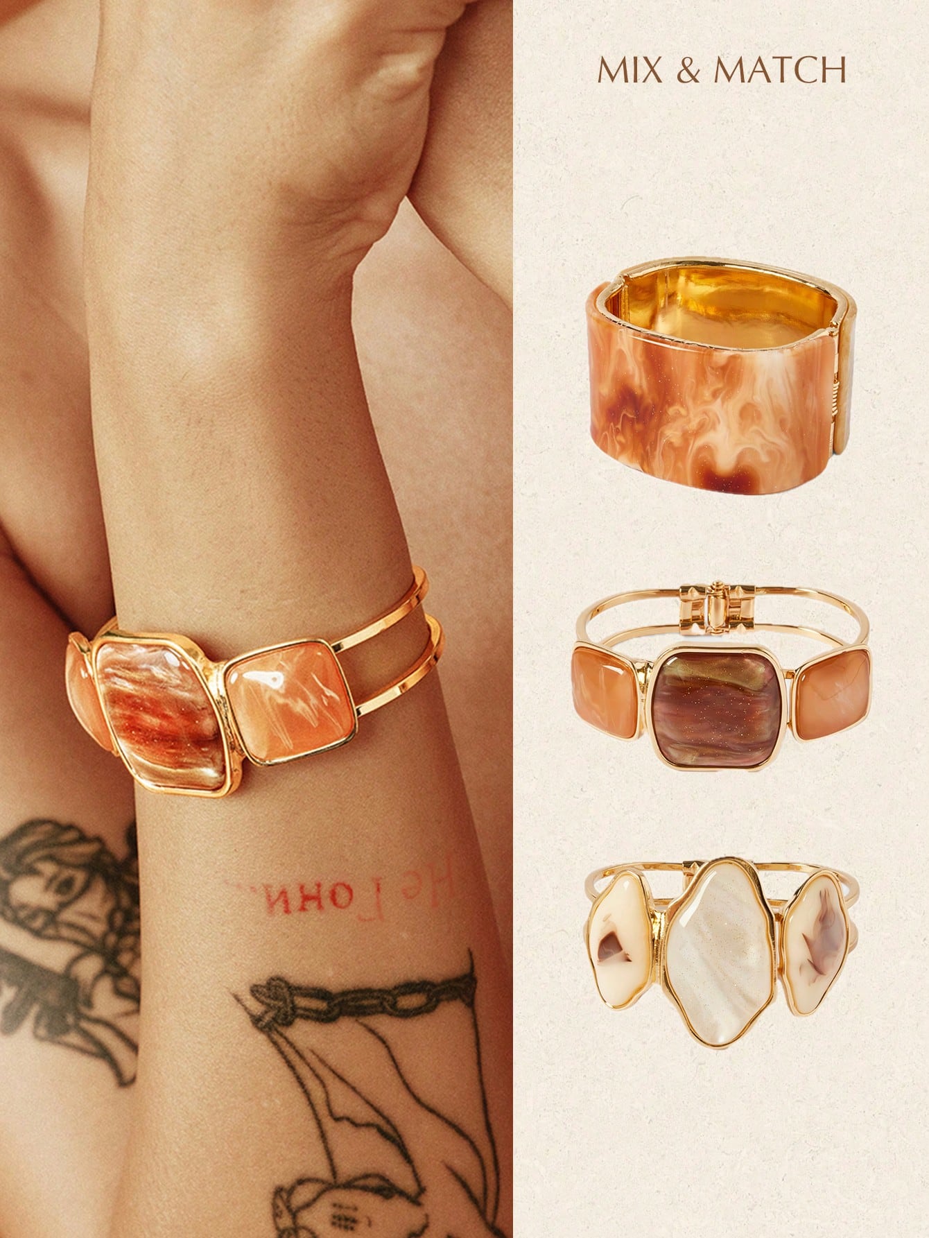 Glisma Brown Resin Asymmetric Texture Exaggerated Personalized Bracelet