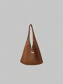 Haus Hana 1pc Hollow-Out Summer Casual Slouchy Style Messenger Bag With Large Capacity Mesh Pocket, Hollow-Out Woven Bag, Solid Color Handbag - Multicolor - View 3