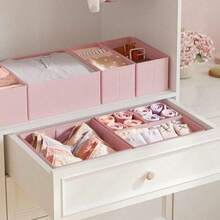 Foldable Open Lingerie Storage Box, Ideal For Closet, Dresses, Drawers, Also Suitable As Lingerie And Cosmetics Storage Basket, Appropriate For Home, Bedroom, Autumn Bedroom Decor, Holiday Bedroom Decor - Pink - View 5