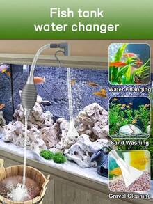 1PC Siphon Type Manual Drainage Pump Water Exchanger, Detachable Fish Tank Water Exchanger, Suitable For Fish Tank And Aquarium Water Exchange And Drainage Use - Light Grey - View 8