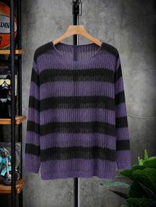 STEELVANCE Men's Colorblock Casual Daily Wear Sweater - Violet Purple - View 7