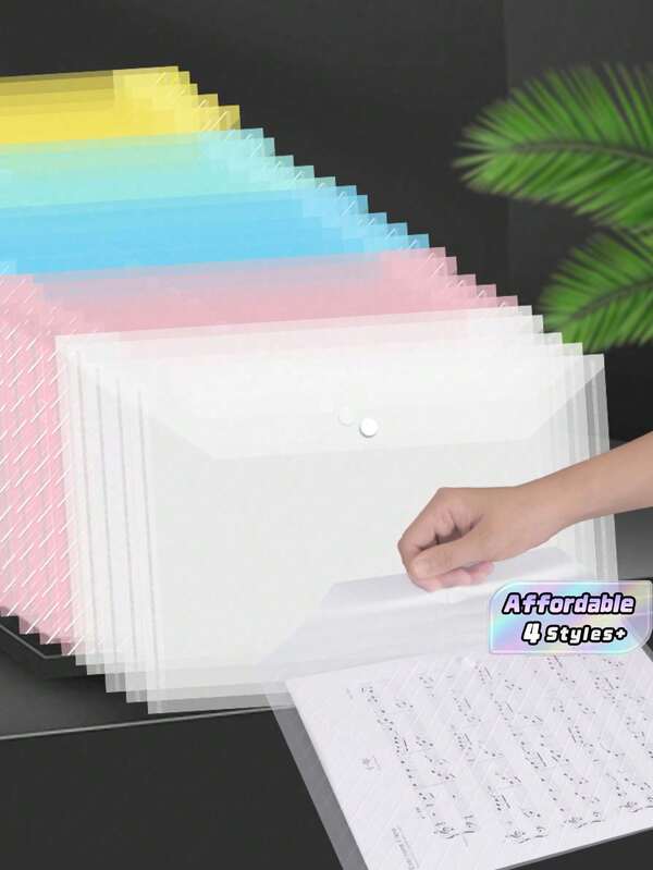 A4 Size Transparent Colorful PP Plastic File Folders, Waterproof Large Capacity For Office Document Storage And Student Stationery Organization, Great For Back To School Season,Back To School,School Supplies