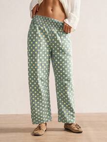 Bohemela Women's Loose Solid Color Woven Wide Leg Pants, Spring/Summer - Medium Wash - View 5