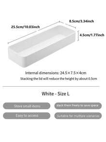 Haus Hana Adjustable PET Desktop Storage Box - Stylish White Storage Classification Container For Cosmetics, Stationery, Kitchen Utensils & Desktop Accessories - Easy Clean, Multiple Sizes For Home & Office - Multicolor - View 12