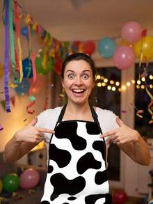 1Pc Leopard Cow Print Sleeveless Apron, Funny Novelty Costume Apron For Party Night Gag Gift, Waterproof Oilproof Kitchen Cooking Cover Up - Multicolor - View 4