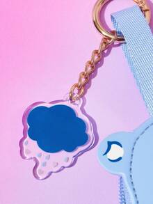 SHEIN X Care Bears Cute Bear Shaped Mini Coin Purse With Keychain, Can Be Used As Bag Charm, For Coins, Earbuds And Small Accessories - Blue - View 5