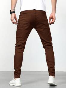 IRON GLYPH Jeans Ajustados Para Hombres Con Bolsillos Diagonales - Café integral - View 2