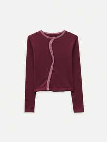 Nöista Atasan Rajut Pas Badan Warna Burgundy, Lembut, Elastisitas Luar Biasa, Elegan dan Praktis, Cocok untuk Musim Semi dan Gugur, Pesta, Kencan. Merupakan Pakaian Wajib dalam Lemari Pakaian Modern Apa Pun. - Chocolate Brown - View 6