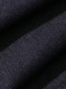 DAZY Jaket Denim Wanita Longgar Warna Asli dengan Sabuk Pinggang dan Celana Panjang Set Streetwear Kasual Musim Gugur untuk Sehari-hari Saat Beraktivitas di Luar Ruangan Warna Biru Tua - Dark Wash - View 8