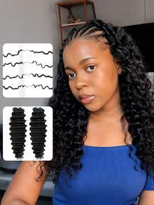 Boho Braids Natural Color Deep Wave Unfelt Wig Crochet Human Hair Extensions Feather Crochet Hair For Miracle Knots Soft Defined Waves Lightweight Natural Looking Easy Installation Reusable Hair Extensions 16-24 Inch - SNatural - View 2