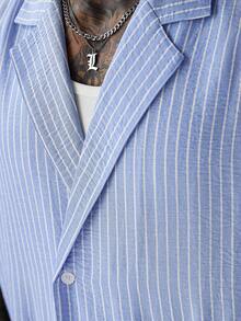 SLATEMANN Men's Striped Casual Versatile Daily Wear Shirt - Blue - View 5