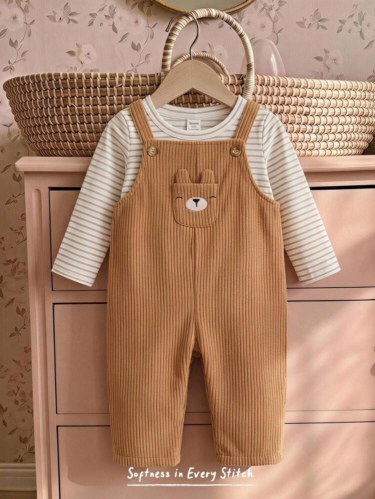 Cozy Pixies Baju Terusan Bayi Laki-Laki Motif Beruang Kartun, Serbaguna dan Nyaman, Cocok untuk Musim Semi dan Musim Gugur - MultiWarna - View 1