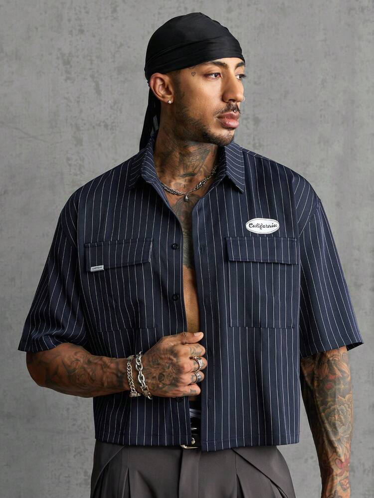AXEPEAK Men's Striped Single-Breasted Versatile Casual Daily Shirt - Multicolor - View 3