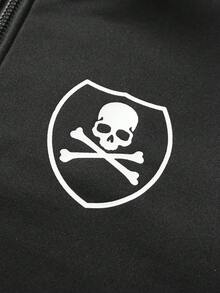 ROMWE MEN 男士秋冬哥德風印花拉鍊連帽衛衣 - 黑色 - 查看 4