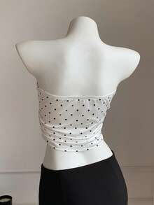 Comfortcana Women's Polka Dot Print Fashion Pleated Bandeau Tops 3pcs Set - Multicolor - View 2