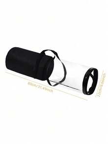 1pc Transparent Gift Packaging Storage Bag, PVC Packaging Paper Storage Bag With Handle, Easy To Carry Tube Container, Transparent Christmas & New Year Gift Packaging Organizer - Half Black - View 12