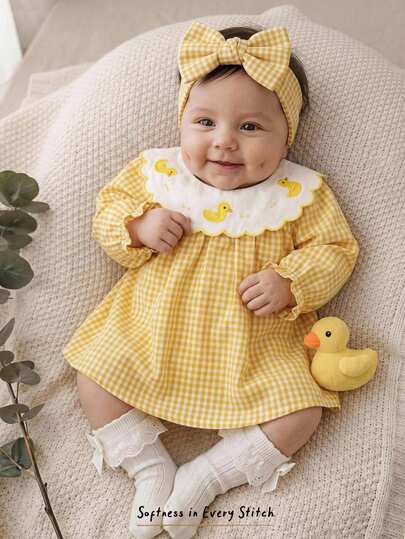 Cozy Pixies Vestido de niña recién nacida con bloques de color, cuello redondo, manga larga y cintura ceñida, versátil y cómodo