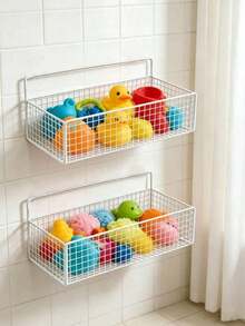 2 Sets Bathtub Toy Storage Racks And Organizers, 2 Packs Metal Wire Mesh Bathtub Toy Storage Containers, Large Capacity Rust-Proof Hanging Baskets Designed For Bathtub, Shower, Bathroom, Toilet, Kitchen - Multicolor - View 6