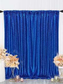1/2 Pieces Sapphire Blue Sequin Party Background Curtain, Birthday Party Decoration, Birthday Banner, Birthday Background Curtain, Birth Party Supplies, Reusable For Home Decoration, Weddings, Baby Showers - Royal Blue - View 2