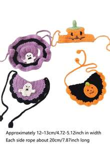 PETSIN 1 Buah Topi dan Syal Leher Rajut Halloween untuk Hewan Peliharaan, Dekorasi Hantu Menyeramkan untuk Kucing & Anjing - MultiWarna - View 4
