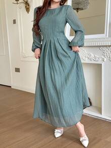 Feyla Vestido largo elegante de unicolor para mujer - Verde - Ver 6