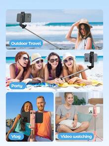 Teckwe Wireless Selfie Stick Tripod, Portable Cell Phone Stand With Remote Shutter, Back To School Essential For Vlog Live Streaming - Height: 0.7m - View 4