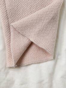 SHEIN Young Girls Sweaters Pants Wide Leg Straight Leg Comfortable Soft Versatile Solid Color Pink Autumn Winter Casual Princess Baby Shower - Khaki - View 3