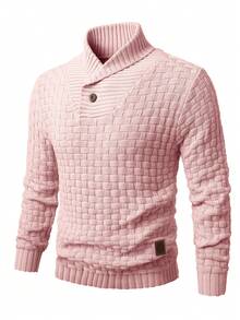 Manfinity Homme Men's Casual Versatile Solid Color Sweater, Autumn/Winter - Pink - View 1