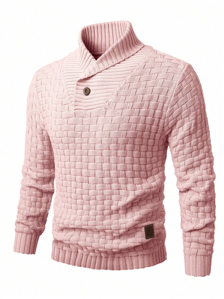 Manfinity Homme Men's Casual Versatile Solid Color Sweater, Autumn/Winter - Pink - View 1