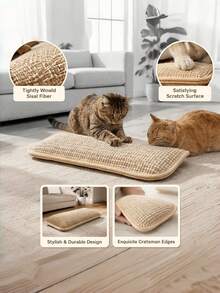 Sisal Cat Scratcher Board With Catnip Pillow Toy, Interactive Scratch Mat For Self-Entertainment, Durable Dental Chew Toy For Healthy Teeth & Happy Cats - Multicolor - View 4